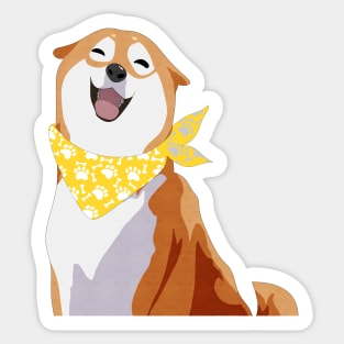 Happy Shiba Inu - Yellow Bandana Sticker